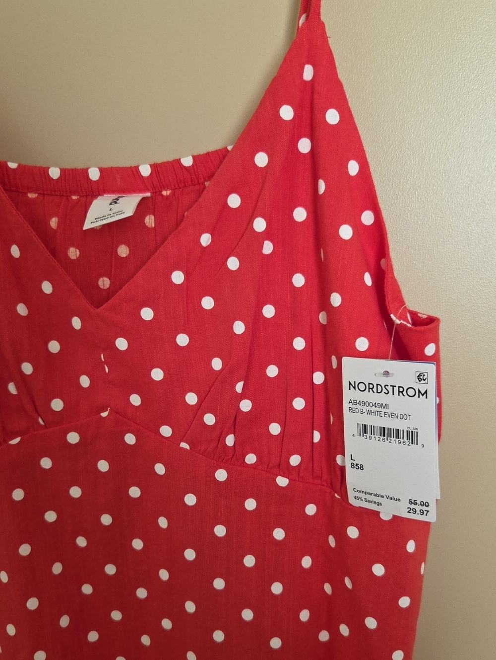Abound Coral Red White Polka Dot Dress - Picture 4 of 4